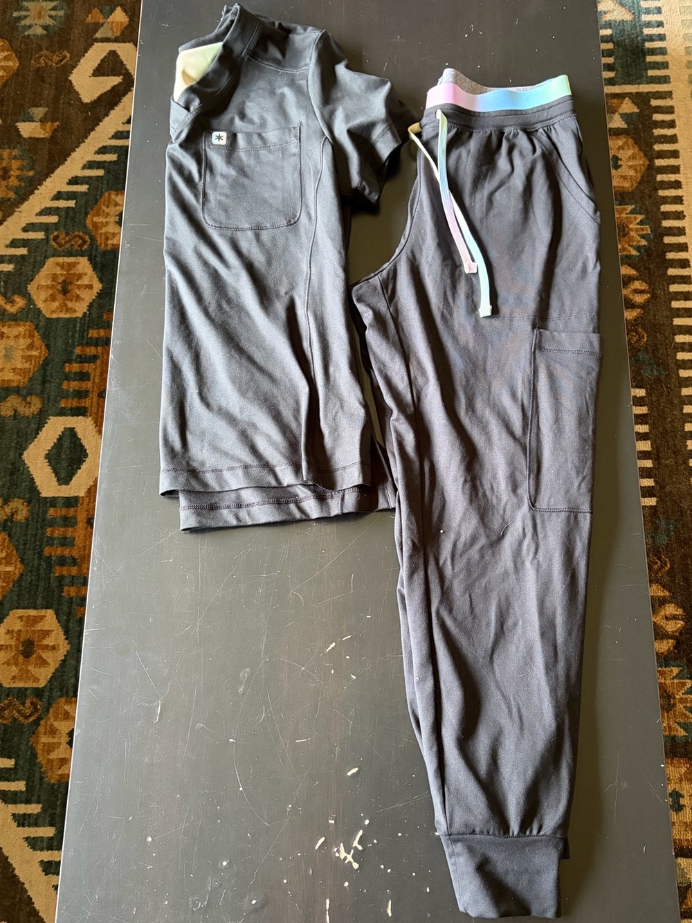 Beyond Scrubs Black Scrubs with Pastel Rainbow Lining